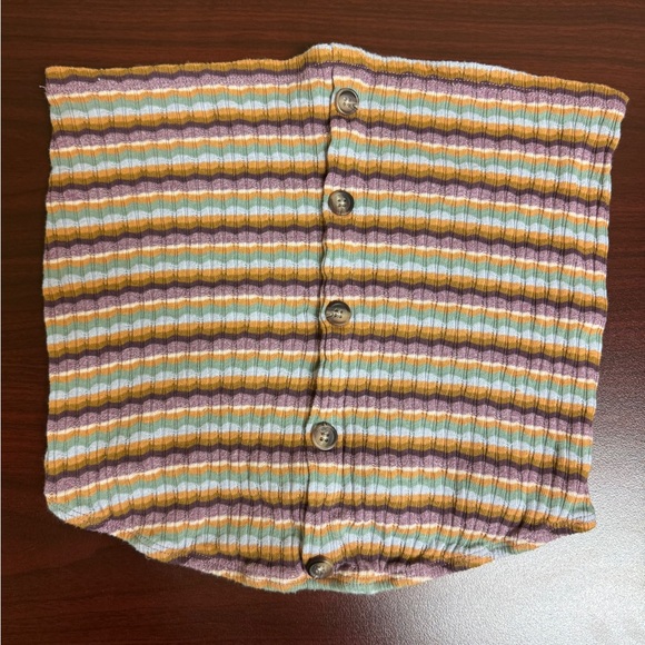 American Eagle Striped Multicolor Stretchy Button Front Tube Top Size S 90s Y2k - Picture 3 of 5